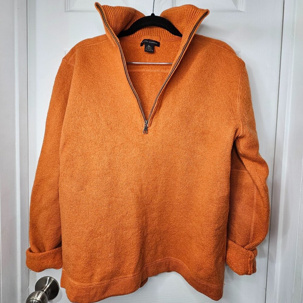 Banana Republic Peter Fitch 100% Merino Wool Mock Neck 1/4 Zip Collar Sweater XL